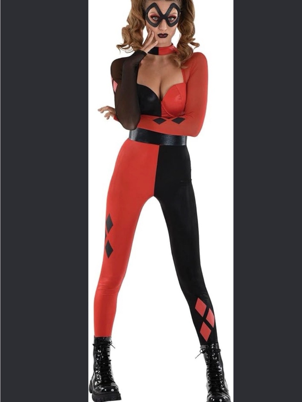 Women's Red & Black One-Piece Jumpsuit - Harley-Inspired Costume XL 14-16 NWT